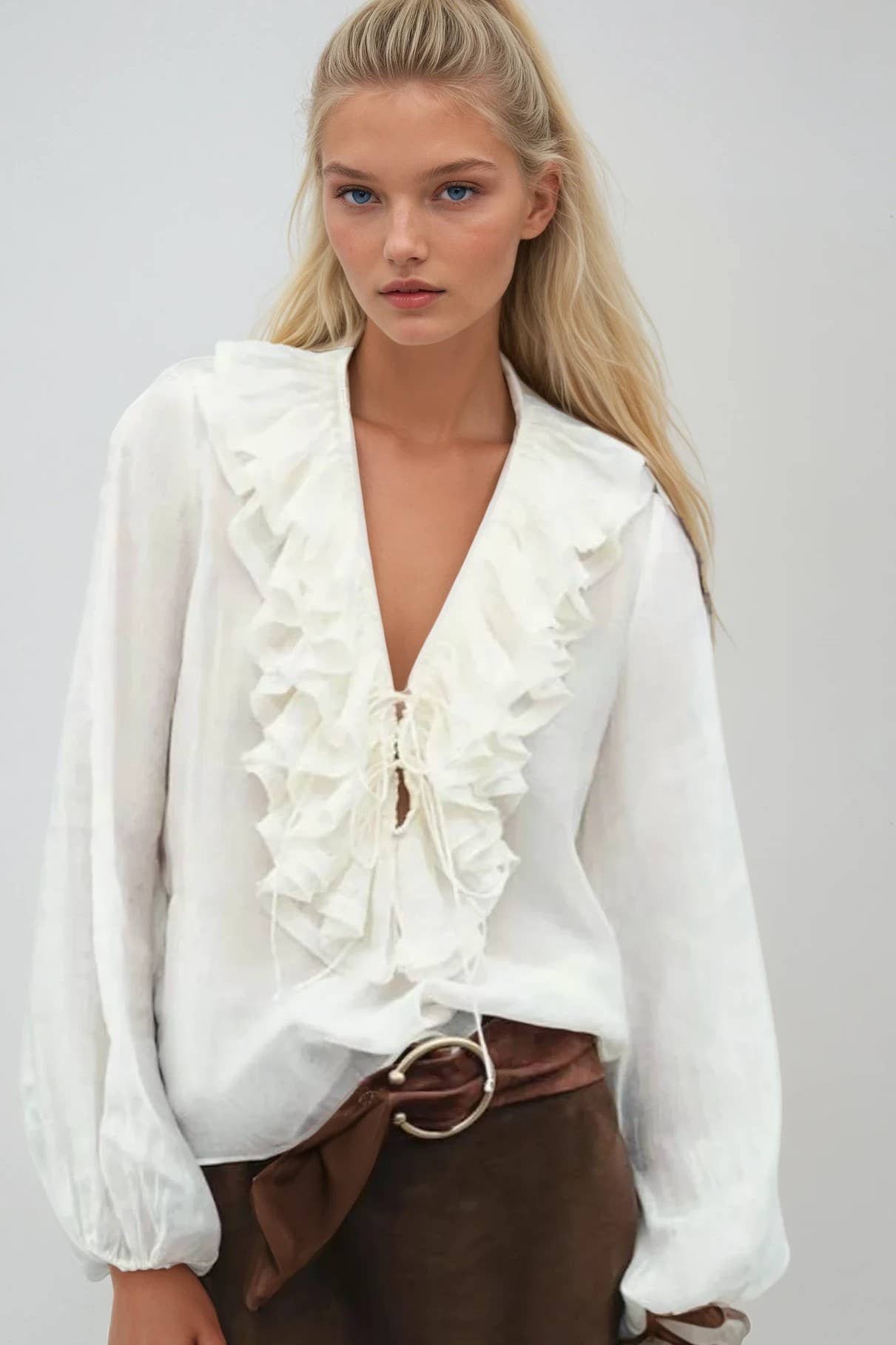 Ruffle Muse Blouse - Cream