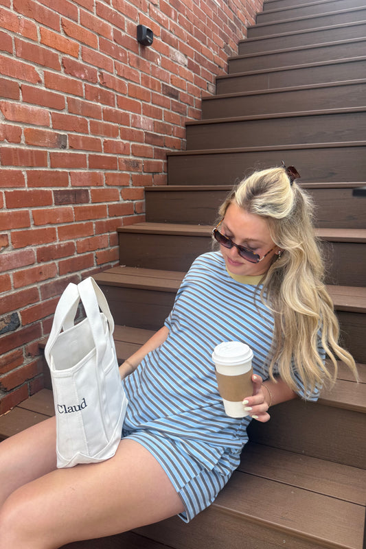 Getaway Stripe Short - Sky Blue