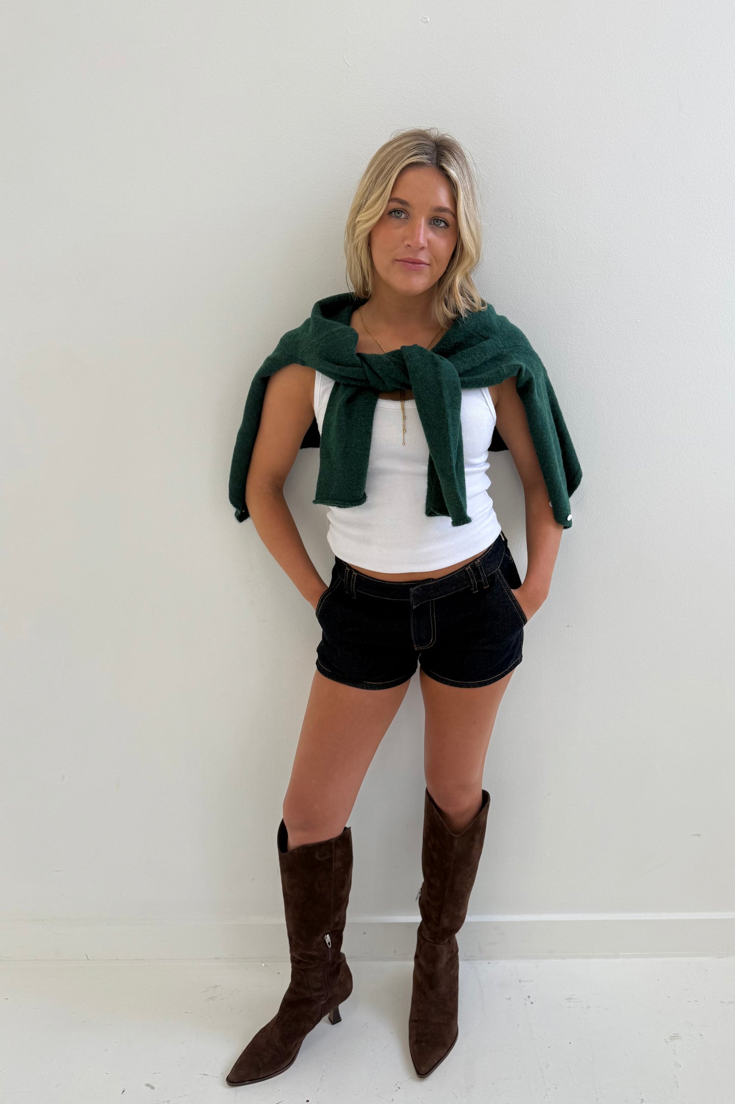 Essential Cardigan in Forest Green