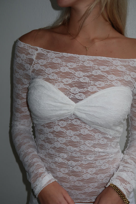 Lathered in Lace Top in White