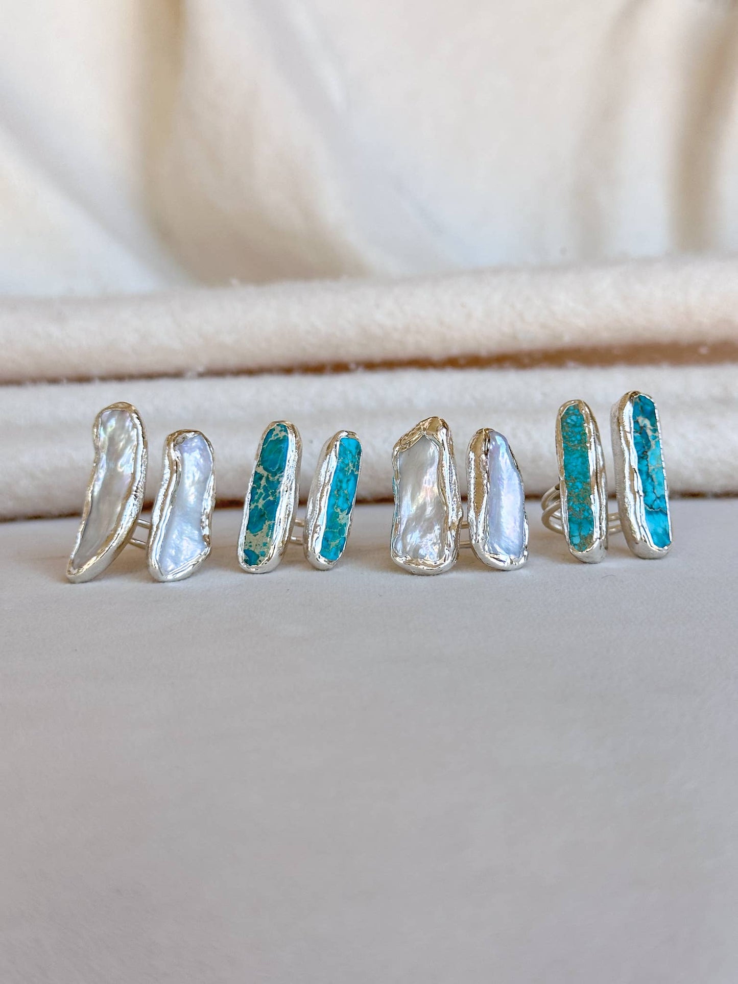 Doubled Pearl Ring - Silver