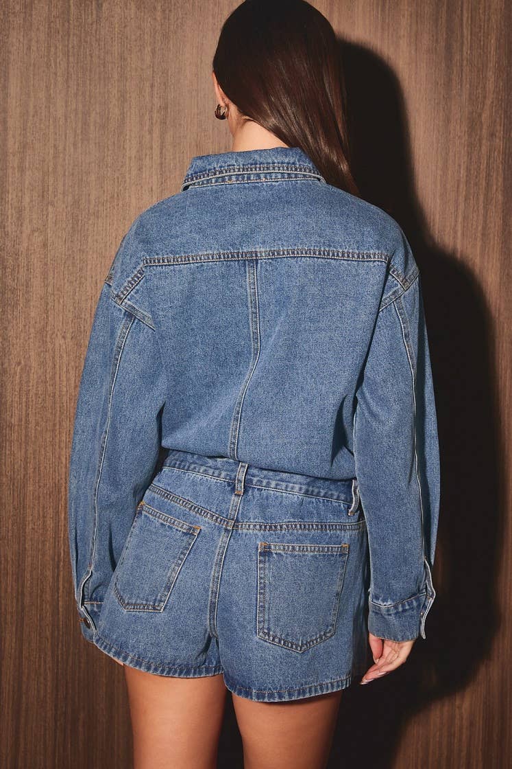 Harlow Denim Skort Romper