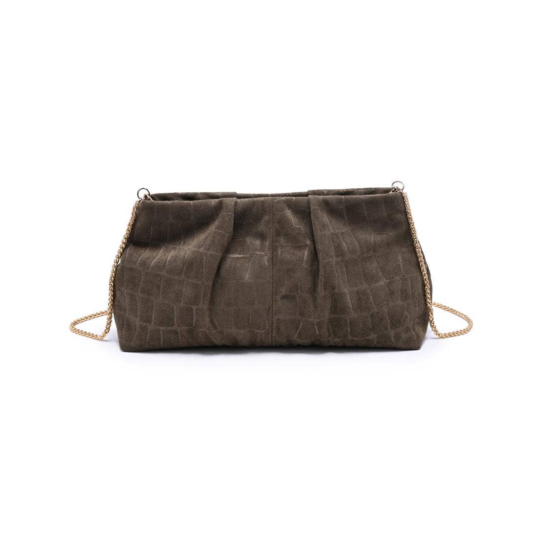 Rue Croc Clutch in Olive