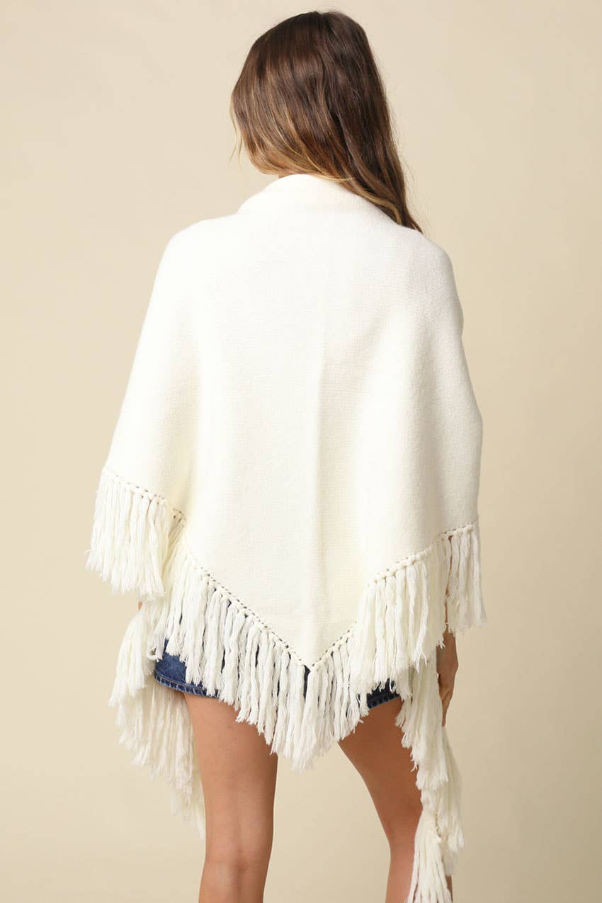 Chloe Fringe Knit Poncho