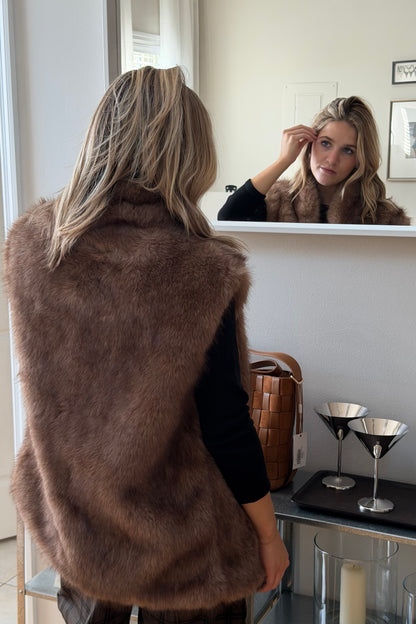 The Fur Vest in Chestnut