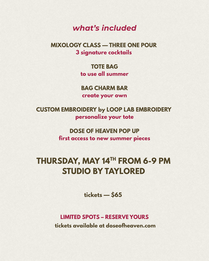 Sip Into Summer - Mixology Class Ticket