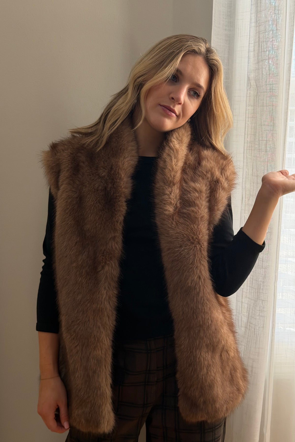 The Fur Vest in Chestnut