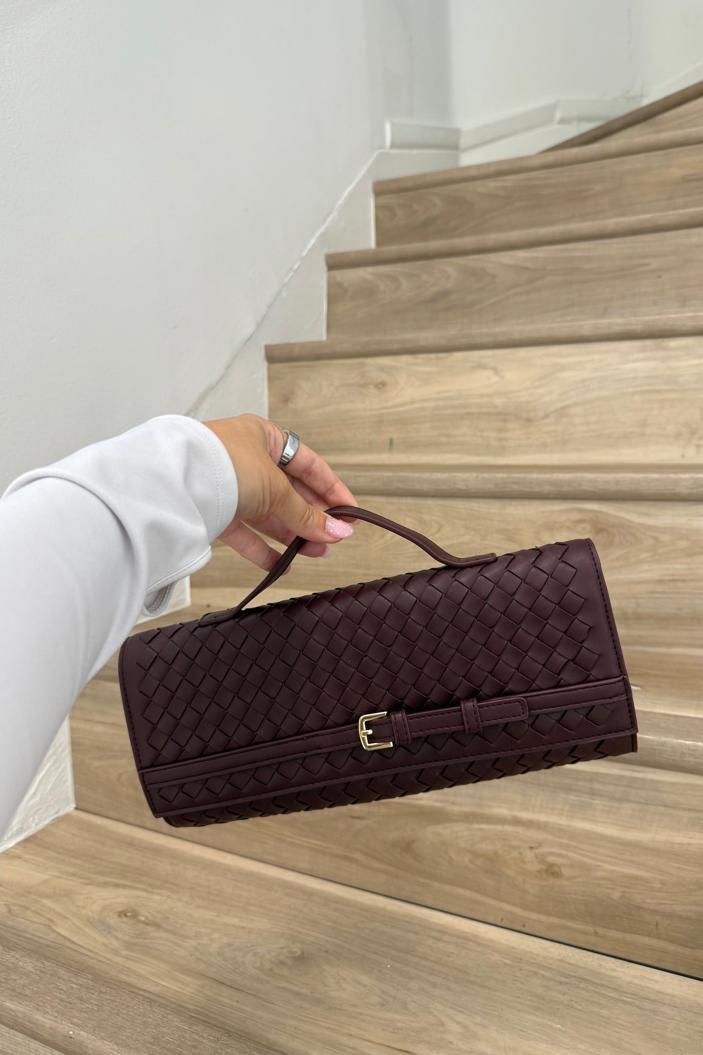 Woven Clutch in Wine