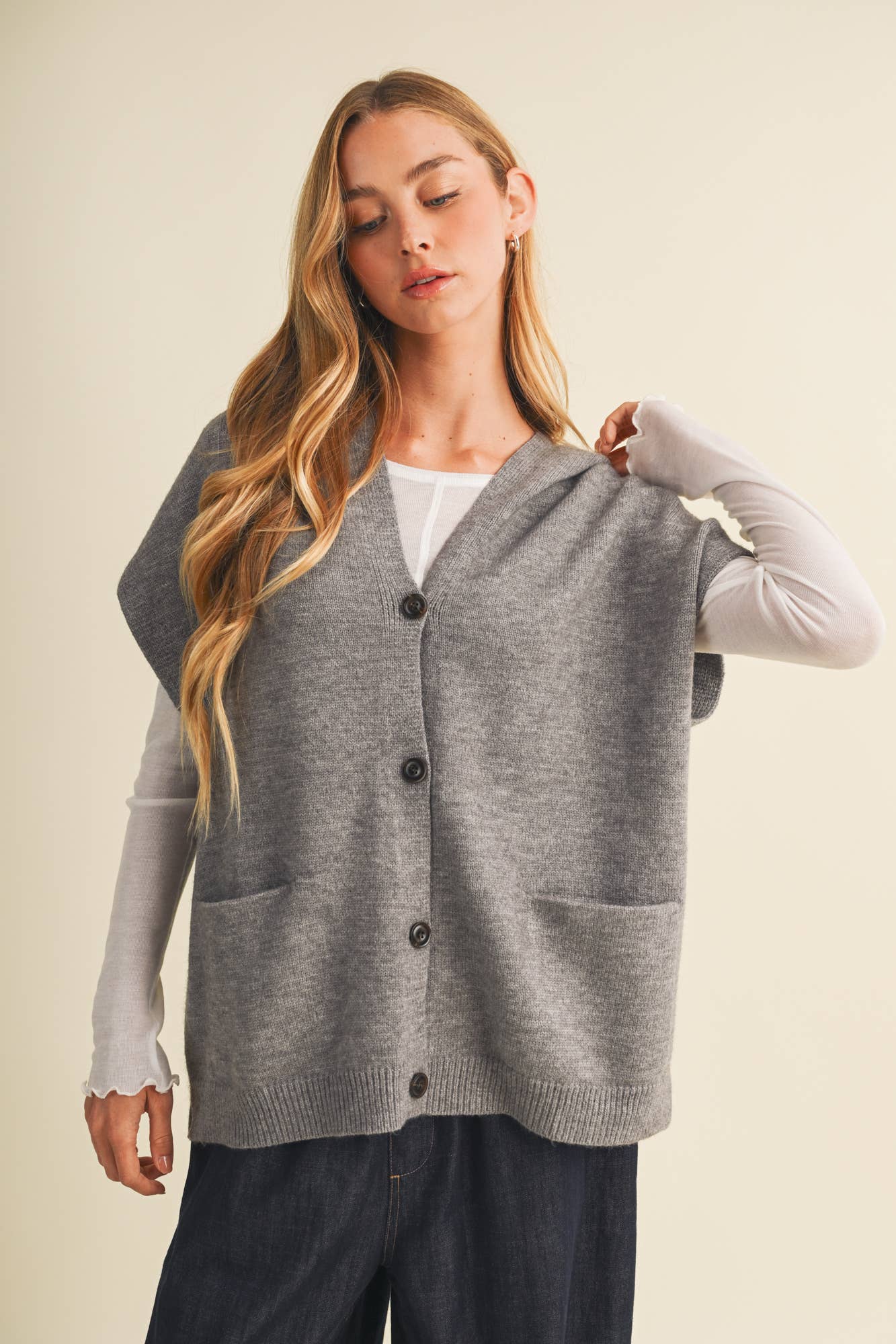 Lexington Hooded Knit Vest – Grey