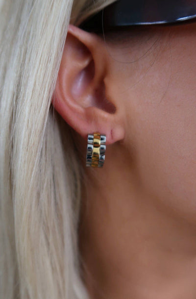 Two Toned Mini Hoops