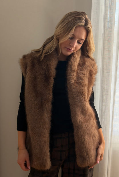 The Fur Vest in Chestnut