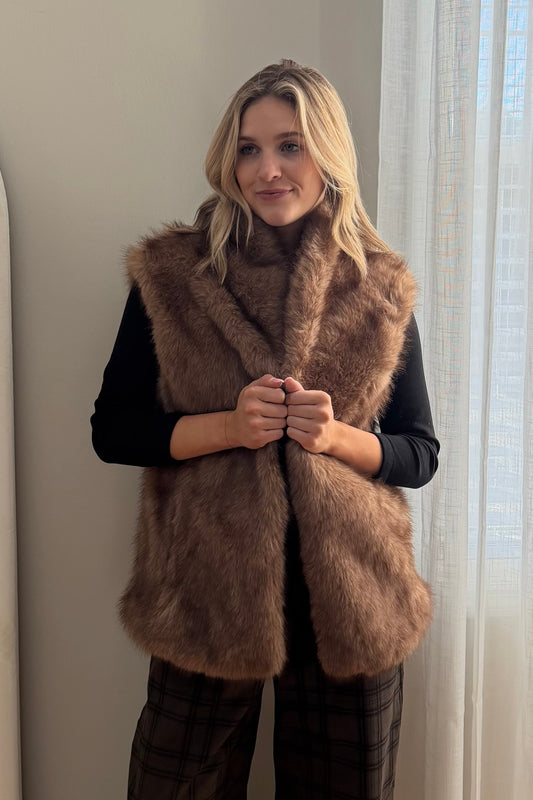 The Fur Vest in Chestnut