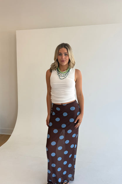 Mocha Dot Maxi Skirt