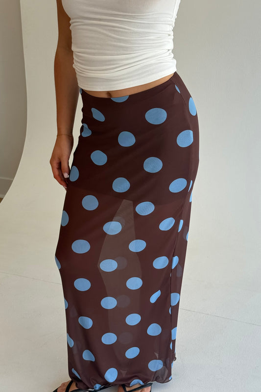 Mocha Dot Maxi Skirt