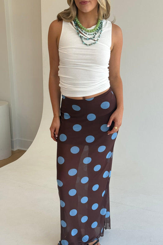 Mocha Dot Maxi Skirt