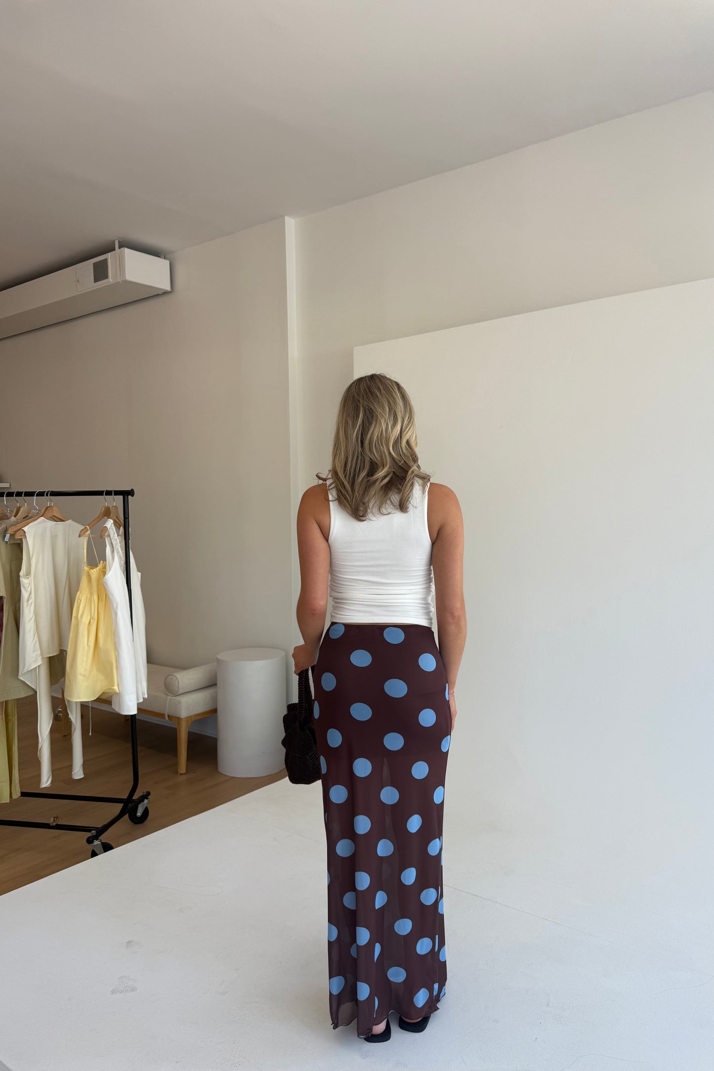 Mocha Dot Maxi Skirt