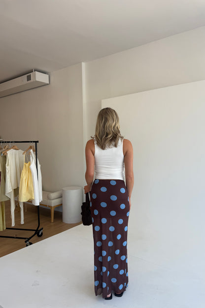 Mocha Dot Maxi Skirt