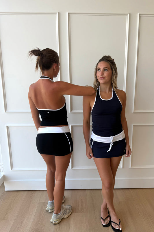 Courtside Halter Tank - Navy