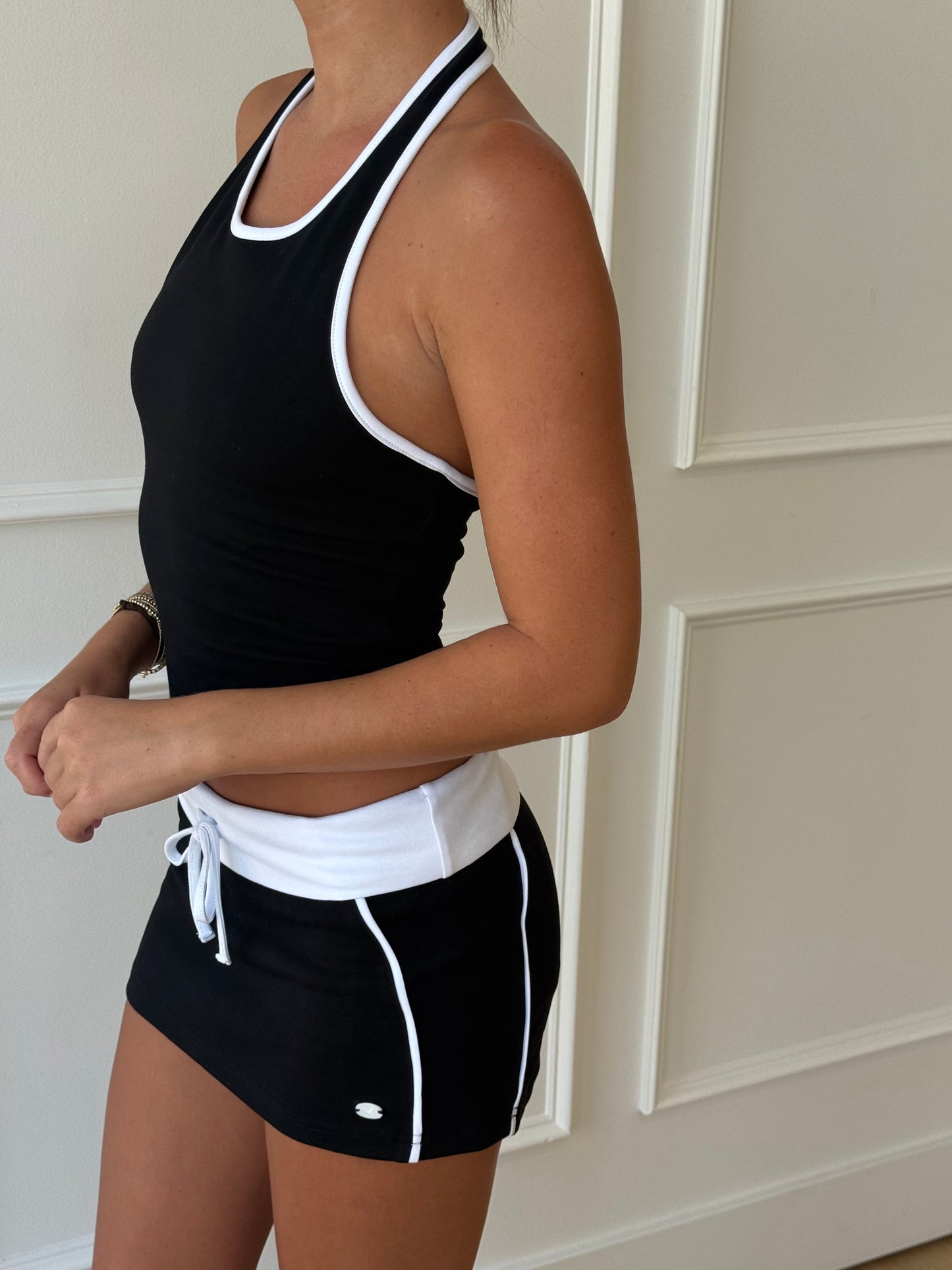 Courtside Halter Tank - Black