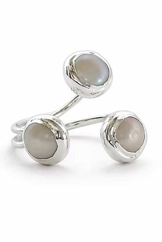 Triple Pearl Ring - Silver
