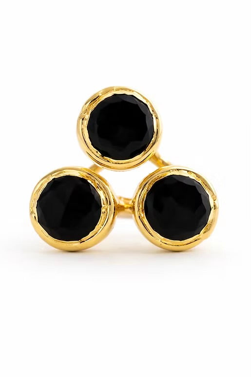 Triple Pearl Ring - Black Onyx