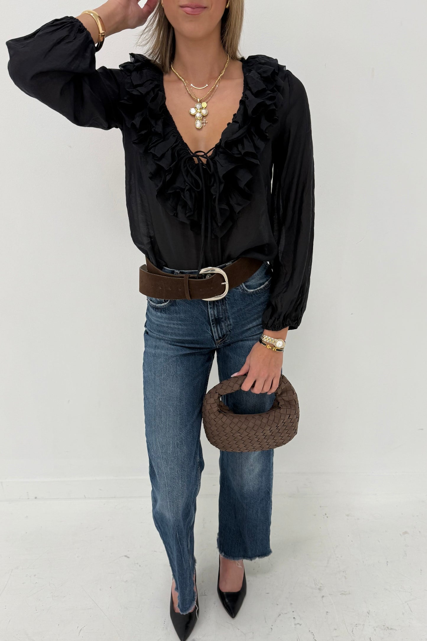 Ruffle Muse Blouse - Black