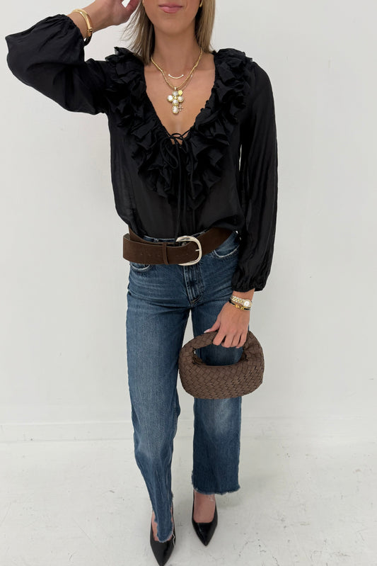 Ruffle Muse Blouse - Black