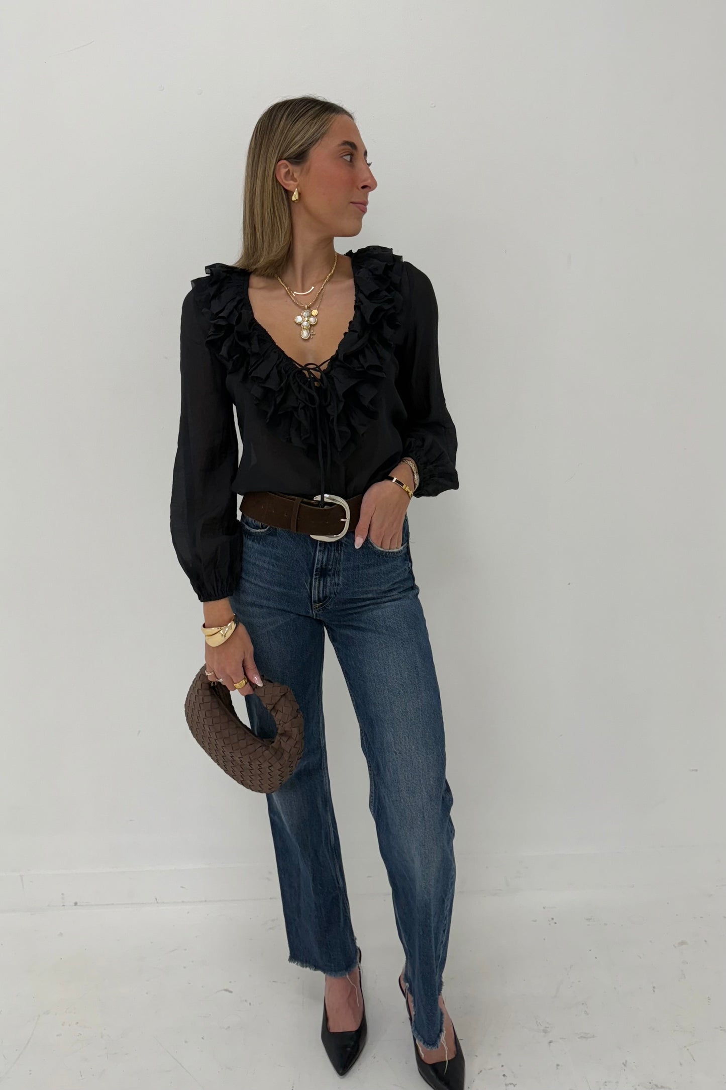 Ruffle Muse Blouse - Black
