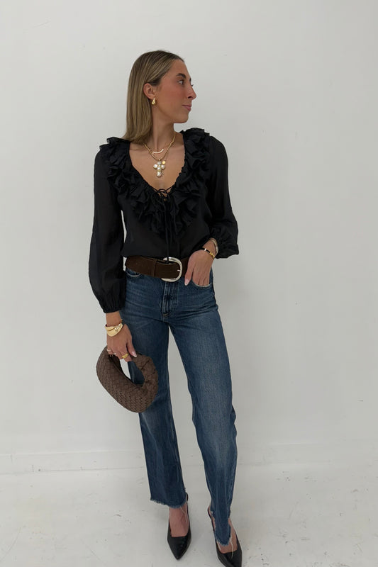 Ruffle Muse Blouse - Black