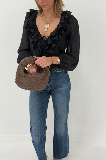 Ruffle Muse Blouse - Black
