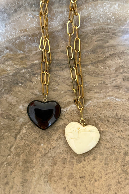 Harlow Heart Necklace - White