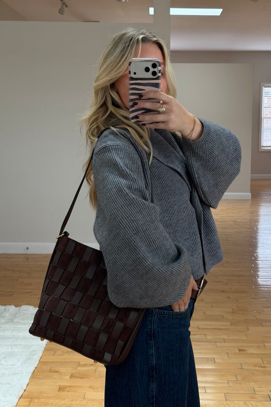 Willa Woven Bucket Bag - Brown