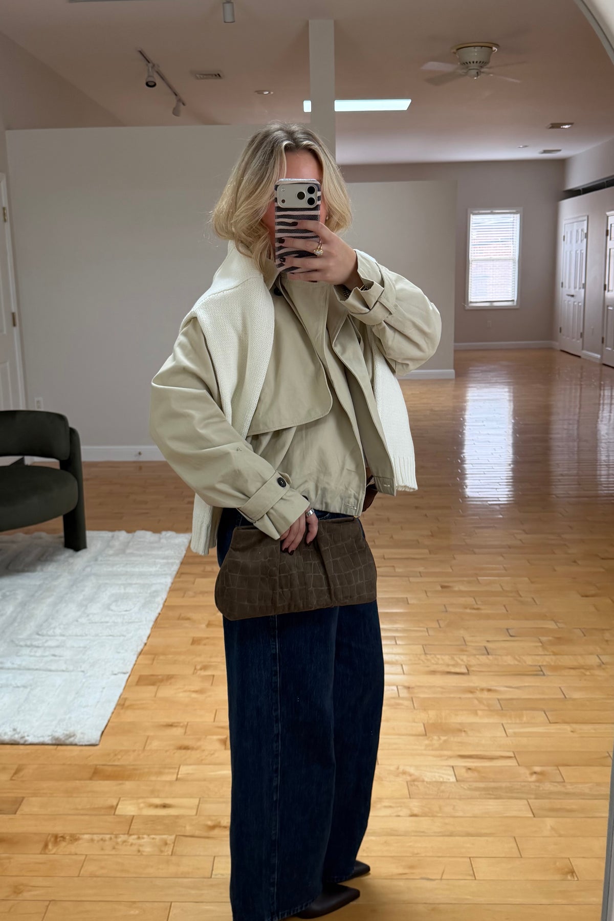 Rue Croc Clutch in Olive