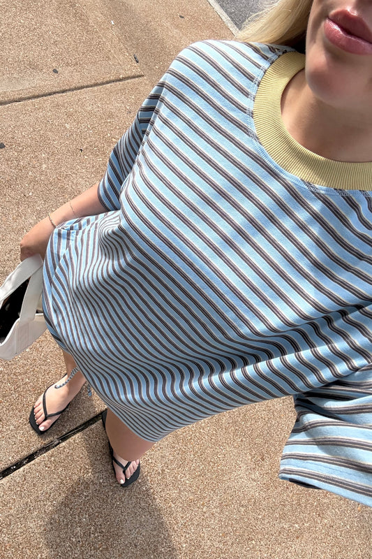 Getaway Stripe Tee - Sky Blue