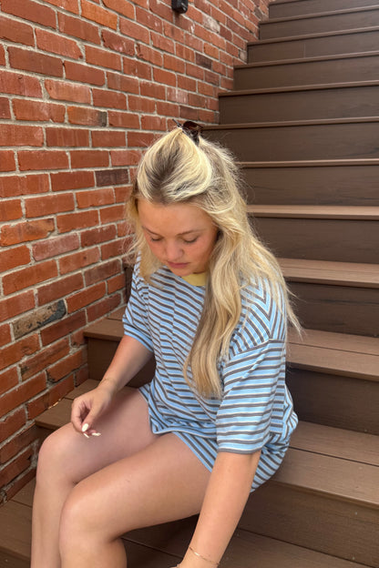 Getaway Stripe Short - Sky Blue