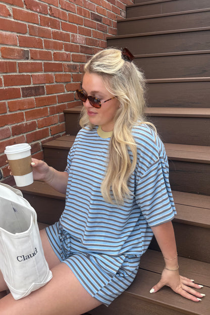 Getaway Stripe Short - Sky Blue