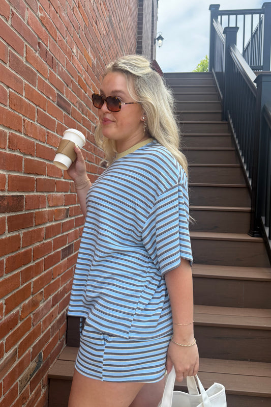 Getaway Stripe Short - Sky Blue