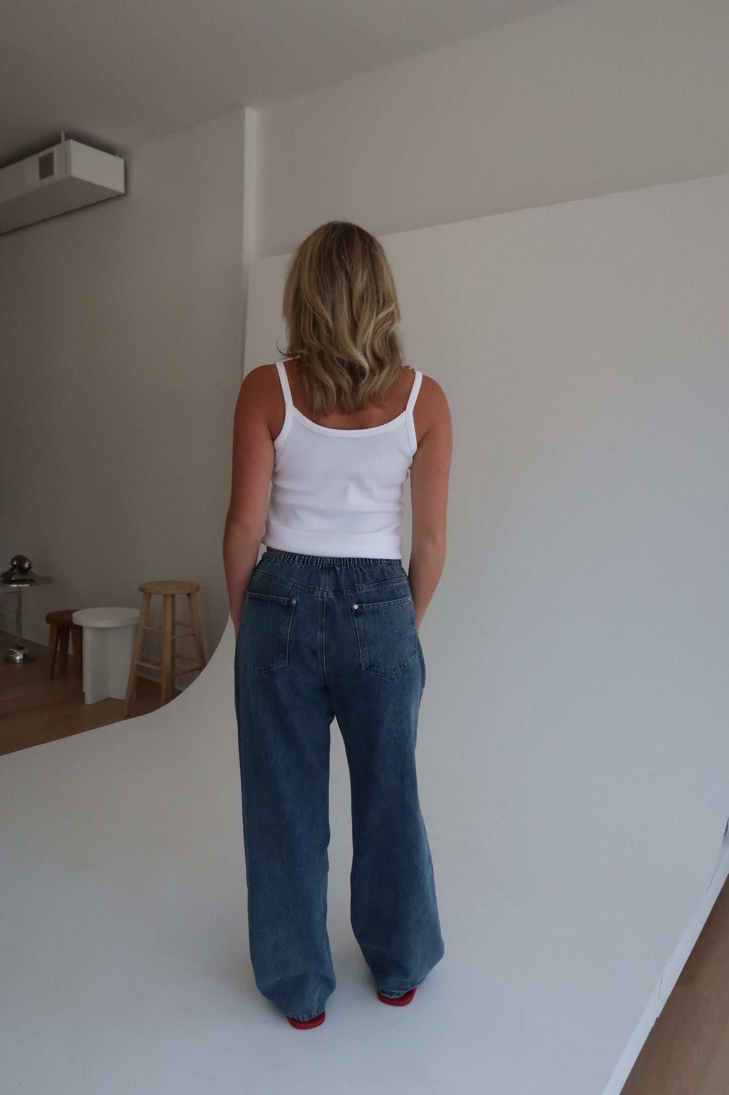 Studded Drawstring Jean - Blue