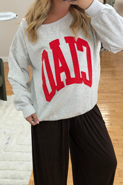 Ciao Off-Shoulder Sweatshirt: Red