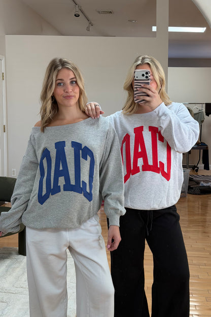 Ciao Off-Shoulder Sweatshirt: Red