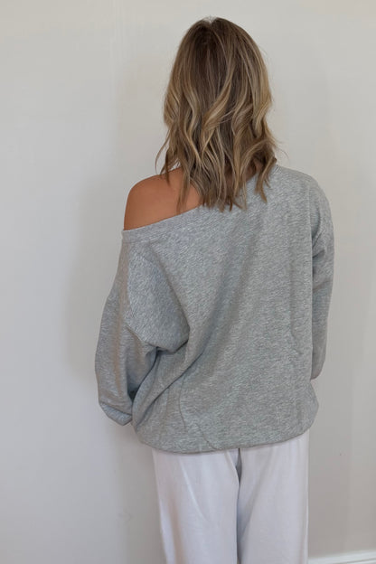 Ciao Off-Shoulder Sweatshirt: Blue
