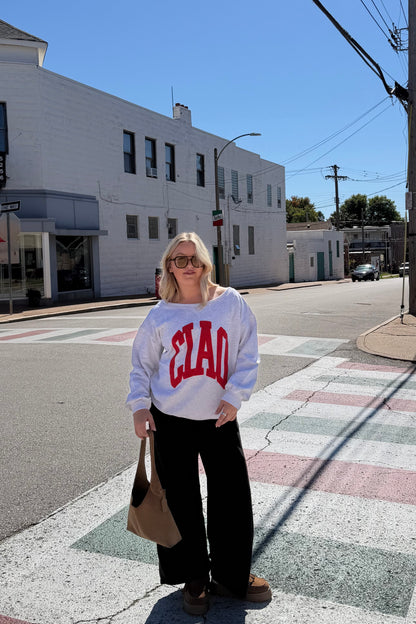 Ciao Off-Shoulder Sweatshirt: Red