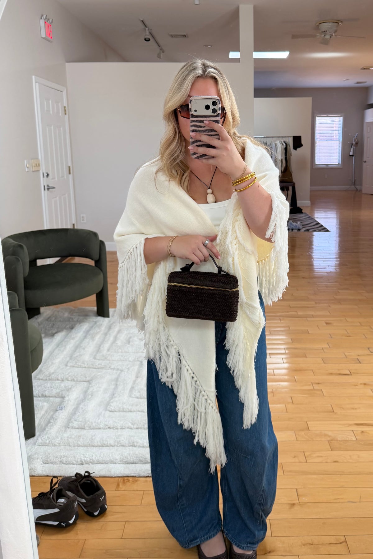 Chloe Fringe Knit Poncho