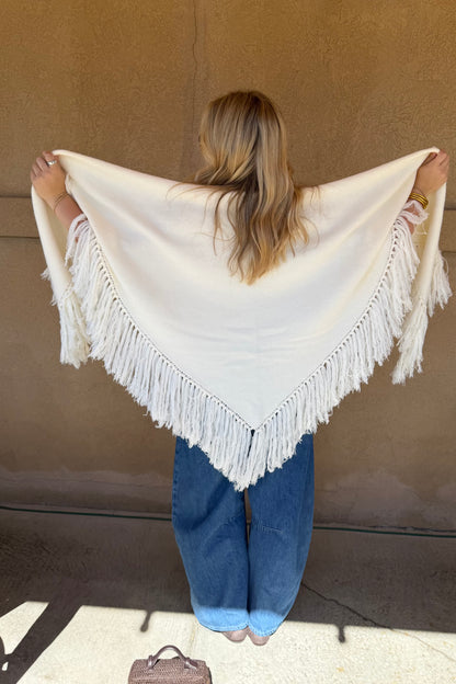 Chloe Fringe Knit Poncho