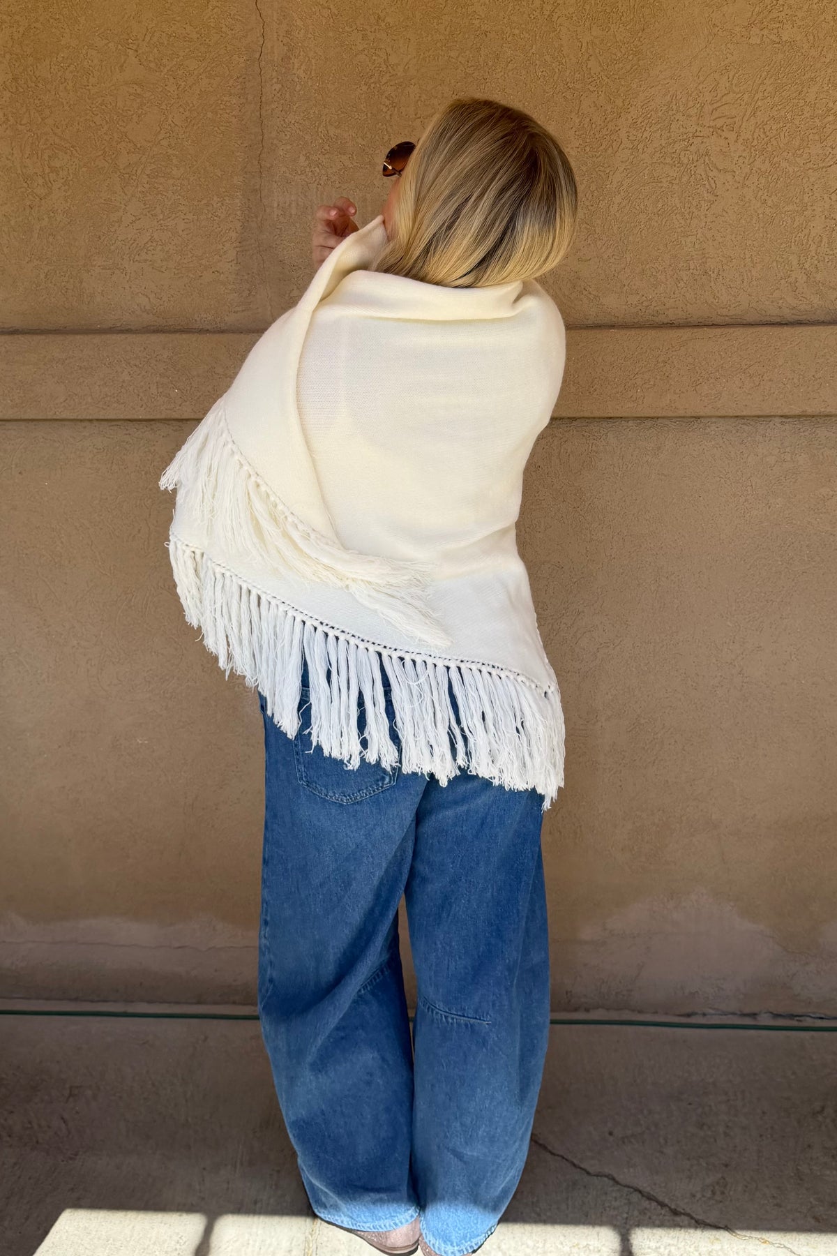 Chloe Fringe Knit Poncho