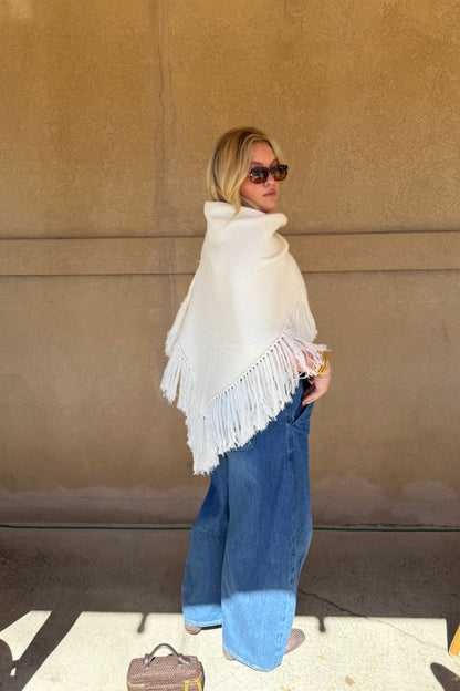 Chloe Fringe Knit Poncho