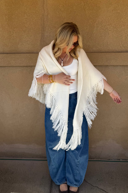 Chloe Fringe Knit Poncho