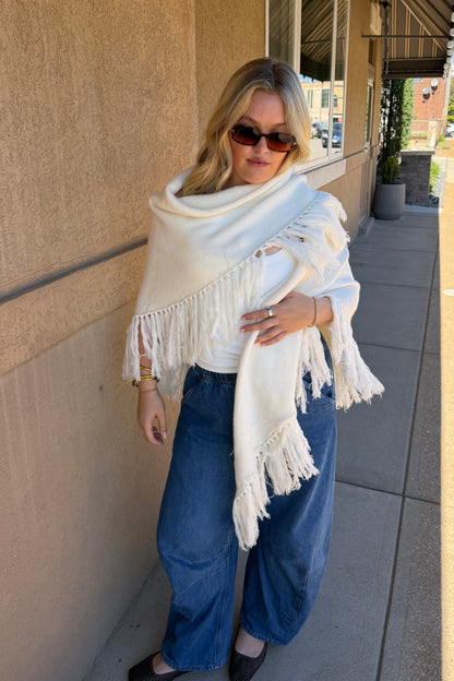 Chloe Fringe Knit Poncho