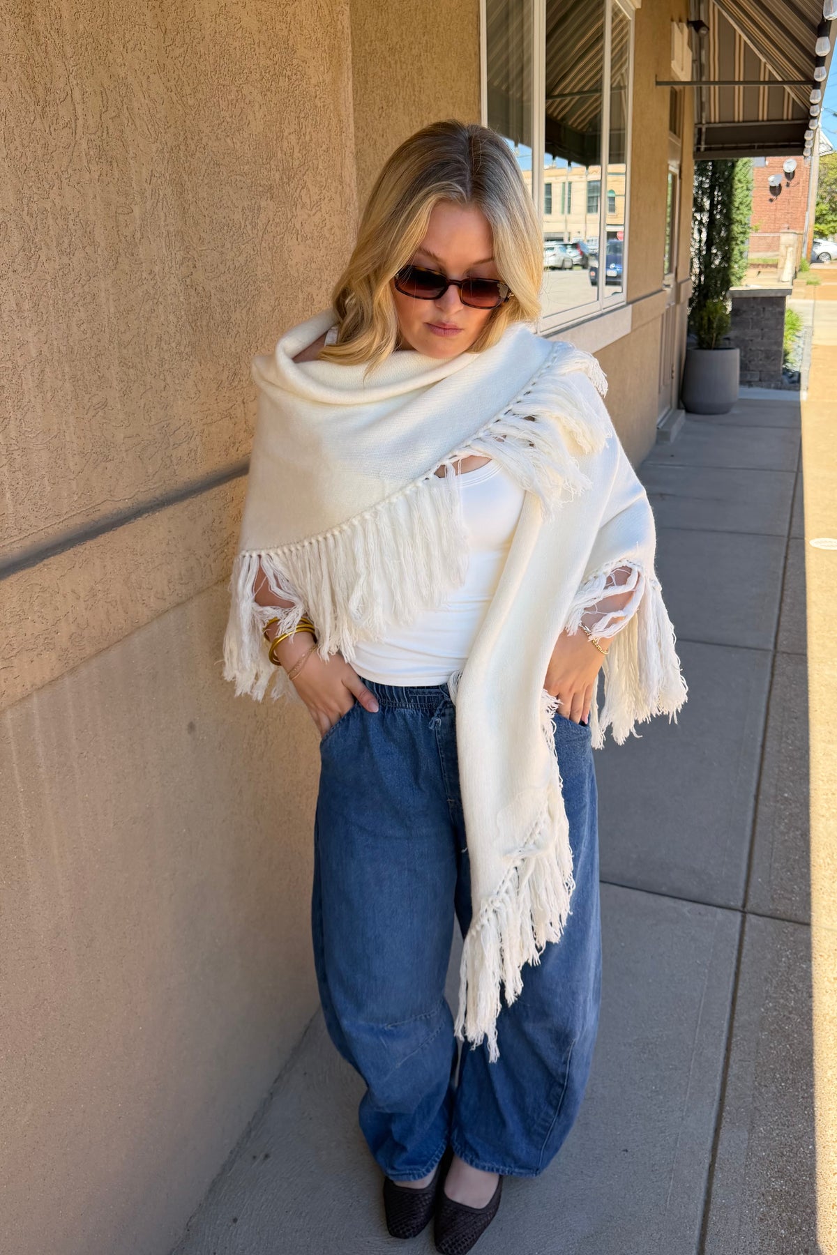 Chloe Fringe Knit Poncho
