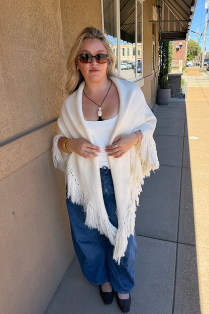 Chloe Fringe Knit Poncho